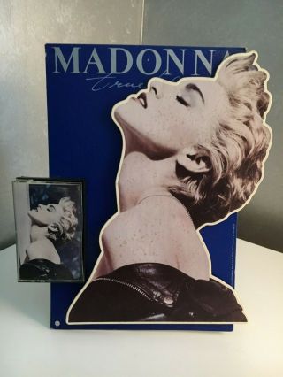 Madonna True Blue Rare Promo Cardboard Cassette Display Stand - Up 12 " Tall