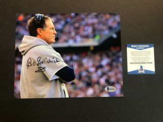 Bill Belichick Rare Signed Autographed Patriots Brady 8x10 Photo Beckett Bas