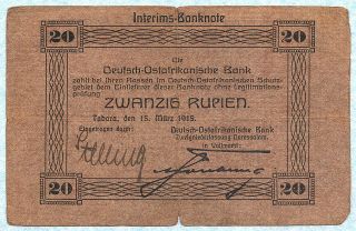 German East Africa 20 Rupien 1915 P45a Rare