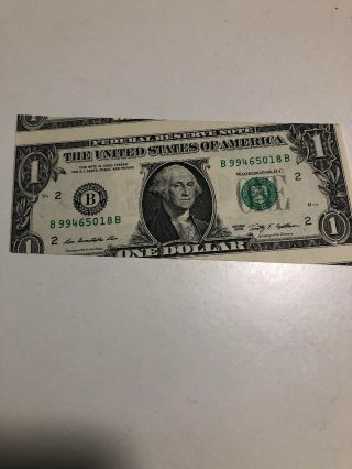 Error Cut One Dollar $1 Note 2009 Front And Back Has Very Rare Cut Alignment