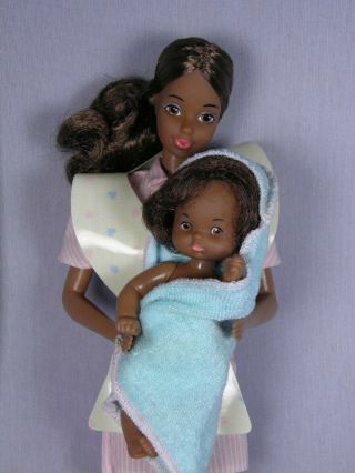Rare Heart Family Doll Bath Time Mom & Baby African American Steiffie Face Exc