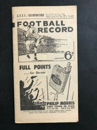 Football Record Rare A.  N.  F.  C Championship July 5th 1958