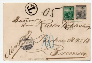 1901 Argentina To Germany Taxed Cover,  Rare Temperley Train Station