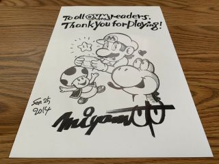 Rare Official Nintendo Hand - Drawn Mario Poster Signed Shigeru Miyamoto