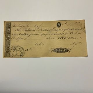 4 South Carolina Bank of South Carolina Charleston Rare Early Obsolete Currency 6