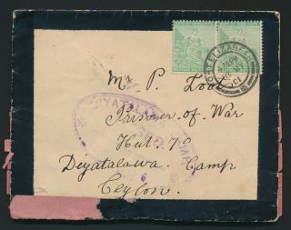 1901 Cogh Boer War Pow Cover - Ceylon Diyatalawa Camp Censor Oval H/s,  Very Rare