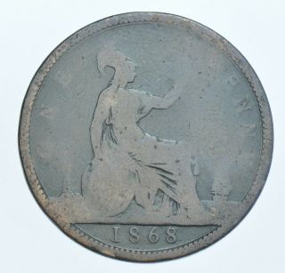Rare 1868 Penny British Coin From Victoria [r8] Fair