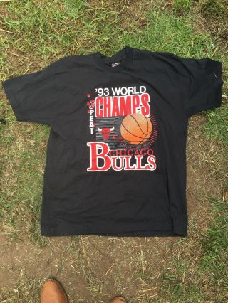 Rare Vintage Chicago Bulls 1993 Nba World Champions T - Shirt 3 - Peat Size Xl