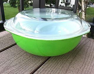 Vintage Pyrex Kelly Green 024 2 Qt Round Casserole With Lid Rare