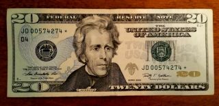 Series 2009 $20 Dollar Bill Federal Reserve Rare Star Note Jd00574274