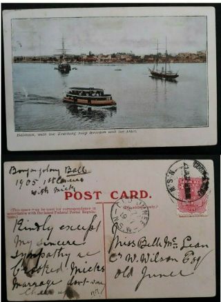 Rare 1907 Nsw Australia Postcard Of Balmain From Cootamundra To Old Junee Nsw
