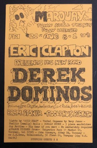 Derek And The Dominos Eric Clapton 1970 Handbill Flyer Rare