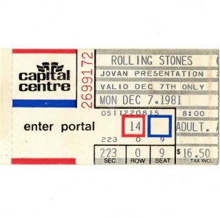 The Rolling Stones Concert Ticket Stub Landover Md 12/7/81 Tattoo You Tour Rare