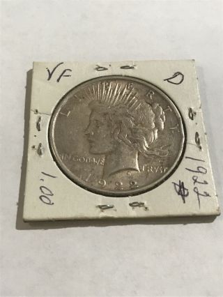 Rare 1922 - D Denver Silver Peace Dollar 90