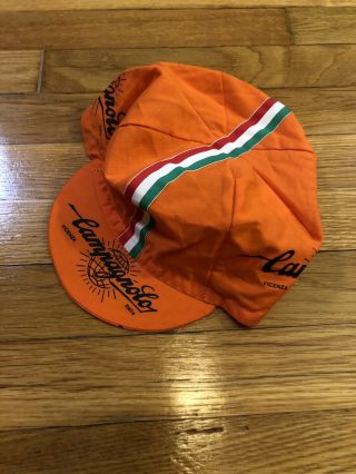 Vtg Campagnolo Bicycle Cycling Racing Orange Cap Hat Rare Made In Usa