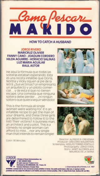 Cómo pescar marido (1967) Jorge Rivero,  Fanny Cano Mexican sex comedy VHS RARE 2