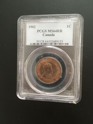 Canada Canadian Large Cent 1902 Pcgs Ms64rb Rare