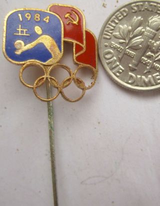 Old Olympic Pin Los Angeles Usa 1984 Ussr Noc Volleyball Brass Enamel Rare