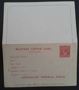 Rare 1916 Australia Ww1 Military 1d Lettercard Aust Imperial Force At Base