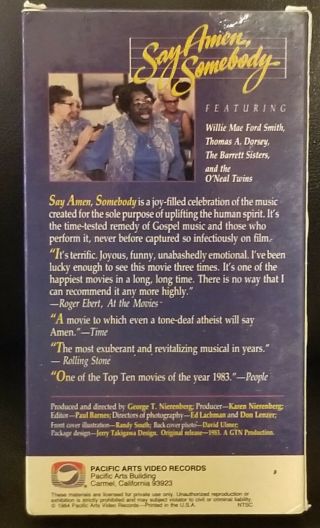 Say Amen,  Somebody VERY Rare (1984 Pacific Arts,  VHS) Ft.  Willie Mae Ford Smith 2