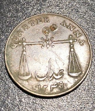 1833 S British East India Company co 1/4 Anna Copper Rare Bombay Coin 2