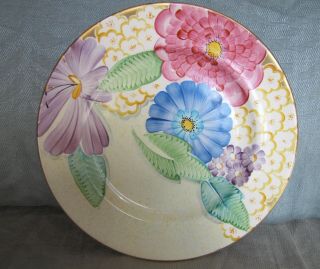 Large Rare Vintage Hp Plate Gray’s Pottery Susie Cooper Floral Design Deco