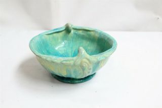VERY RARE Arts Crafts Drip Flambe Glaze Double Parrot Winged Art Pottery Bowl 27 2
