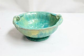 VERY RARE Arts Crafts Drip Flambe Glaze Double Parrot Winged Art Pottery Bowl 27 3