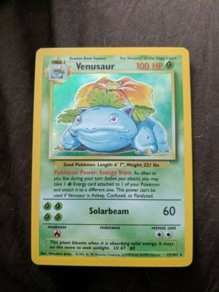 Rare Holographic Venusaur Gen 1 Pokemon Card In