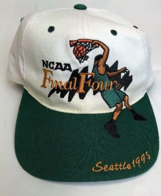Rare Ncaa Final Four Basketball Seattle 1995 Hat Cap Dunk White Green Bill