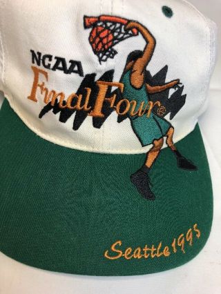 RARE NCAA Final Four Basketball Seattle 1995 Hat Cap Dunk White Green Bill 3