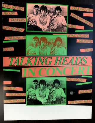 Talking Heads Mega Rare Early Concert 1977 Sire Records Promo Poster