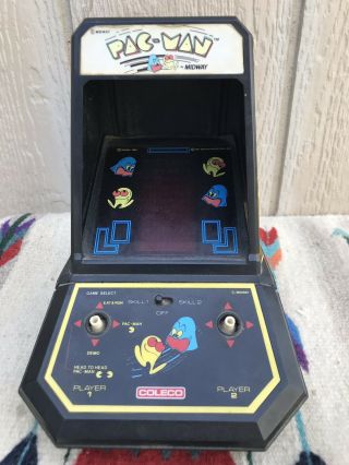 Pac Man 1981 Table Top Mini Arcade Game By Midway Coleco Vintage Rare