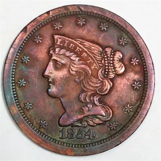 1854 Braided Hair Half Cent Coin Rare Date