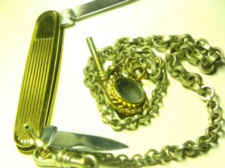 Rare Very Collectable Antique Goldfilled Pocket Knife/pocket Watch Chain Fob