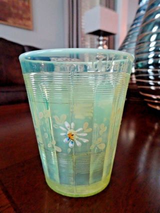 Rare 1897 Eapg Northwood Glass Vaseline Opalescent Alaska Klondyke Hp Tumbler