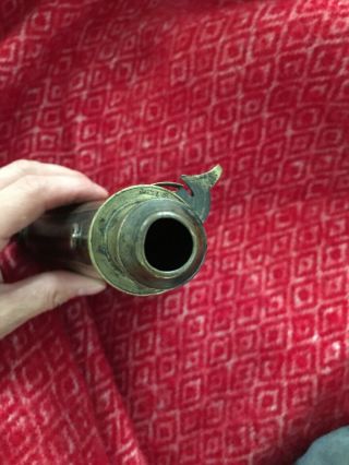 Antique Brass Copper,  Powder Flask.  Large Size Rare Hanger Dram Measure 1800’s 5