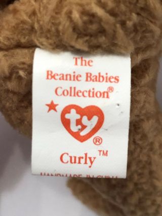Beanie Babies Curly With Tag Errors Oriiginal & Suface Swing,  Vintage.  RARE 8