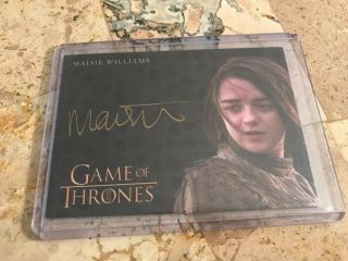 Game Of Thrones Valyrian Steel Maisie Williams Autograph Gold Very Rare Arya
