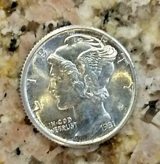 Rare 1931 U.  S.  Silver Mercury Dime Key Date Coin Bu Sharp Date & Details No/res