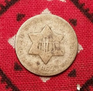 1852 3 Cent Silver Trime Piece Rare Very Fine Details 10