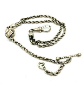 Antique Victorian Silver Watch Chain / Albertina Rare Collectible Necklace