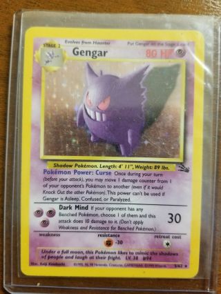 1st Ed Gengar Holo Rare 1999 Wotc Pokemon Card 5/62 Fossil Set Psa 10 Gem