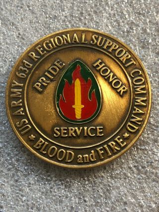 (very Rare) 1 Star General U.  S.  Army 63d Regional Blood And Fire Challenge Coin