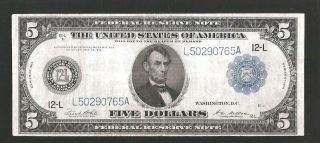Rare San Francisco Type A 1914 $5 Federal Reserve Note