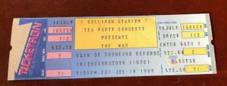 The Who Sullivan Stadium 7/14/89 Rare Ticketron Ticket Not Stub