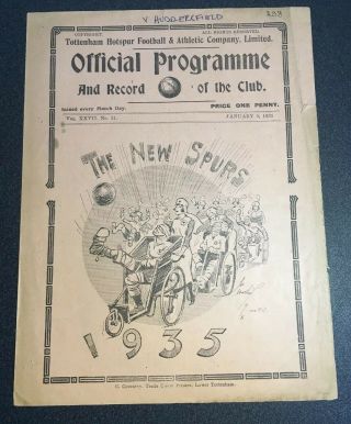 Tottenham Hotspur Vs Huddersfield 1935 Football Programme 1930’s 30’s Rare Spurs