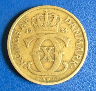 Denmark: 1924 Krone,  A Rare High Value Coin,  Aluminium - Bronze - Reasonable Grade