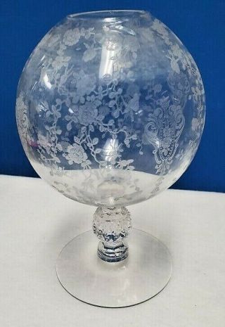 Cambridge Crystal Rose Point Ivy Ball Vase Rare 7 ",  Read Below