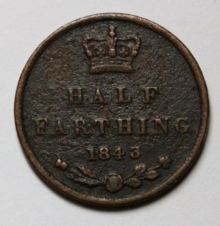 1843 Uk Great Britain / Ceylon Half Farthing Coin Km 738,  Sp 3951 Rare